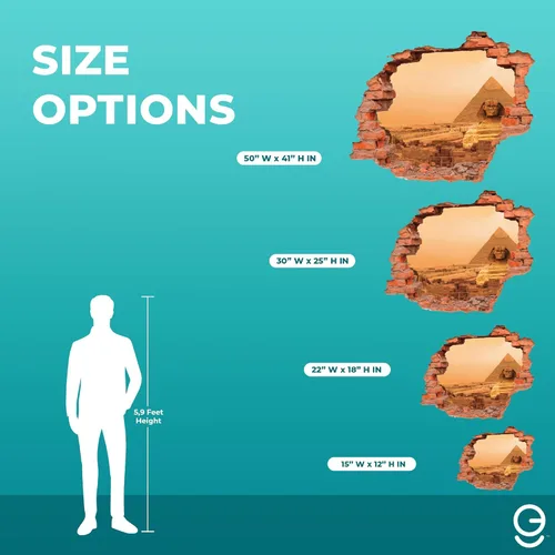 Vista 4 de Pirámide egipcia con efecto 3D I Peel and Stick Adhesivos de pared para sala de estar, dormitorio, decoración de pared I Calcomanía de pared