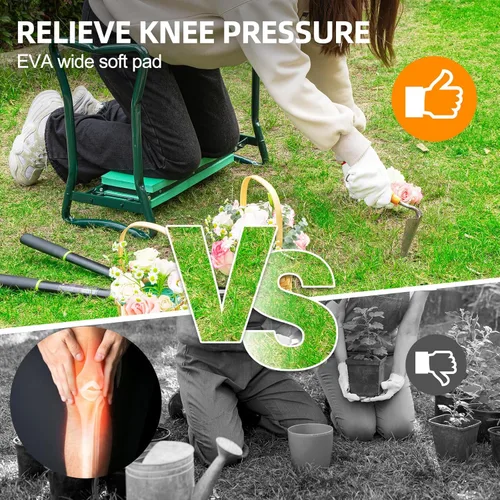 Vista 5 de Backyard Expressions Garden Kneeler - Asiento de jardinería multifuncional y rodillero Verde