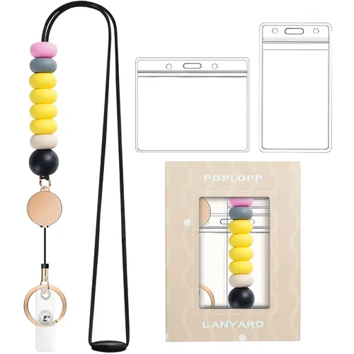 Vista 18 de Cordones retráctiles para tarjetas de identificación y llaves, bonito cordón para profesores con soportes para tarjetas y carretes, cordón de AB