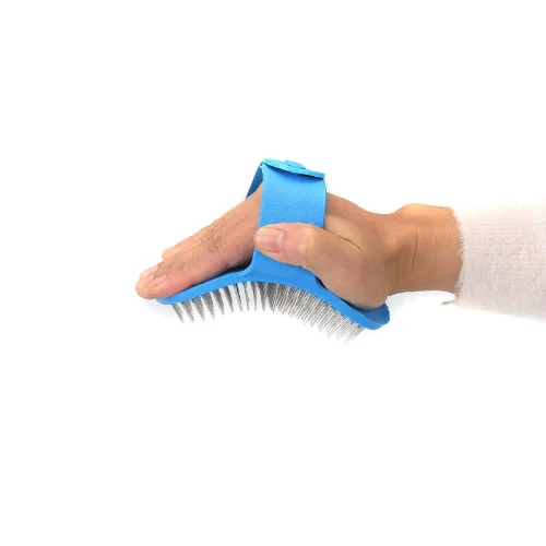 Vista 3 de Emours Cepillo de aseo para perros, cepillo de baño para champú para mascotas, peine de goma de masaje calmante con mango de anillo ajustable