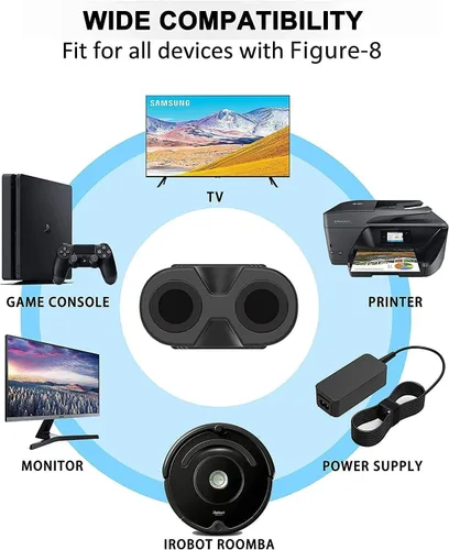 Vista 5 de Cable de alimentación de TV con certificación UL de 6 pies compatible con Samsung LG TCL 2 clavijas AC enchufe de pared de 2 ranuras LED LCD