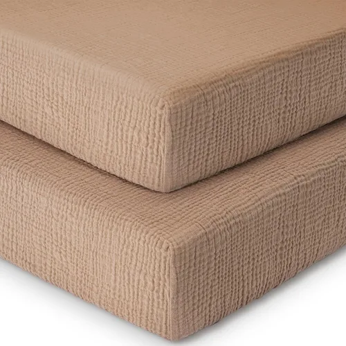 Yoofoss Muslin Crib Sheets for Boys Girls 100% Cotton Fitted Baby Crib Sheet 2 Pack Soft and Breathable for Standard Crib Mattress & Toddler