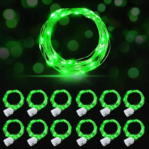 Vista 32 de AIKEI Paquete de 12 luces LED de hadas que funcionan con pilas, guirnaldas de luces impermeables de 7 pies, 20 luces LED de luciérnagas estrelladas