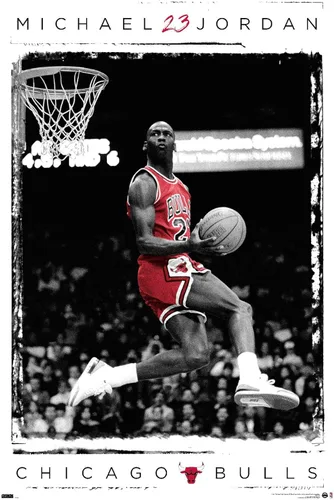 Trends International Michael Jordan - Póster de pared Dunk 14725 x 22375 pulgadas versión premium sin marco