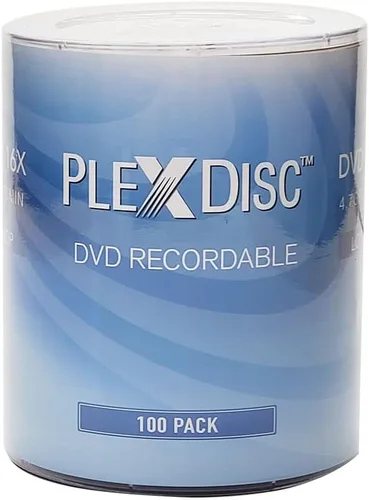 PlexDisc DVD-R 4.7 GB 16 discos grabables con logotipo de marca, 100 discos (sin contenedor), FFP, DVD en blanco grabables para películas, música,