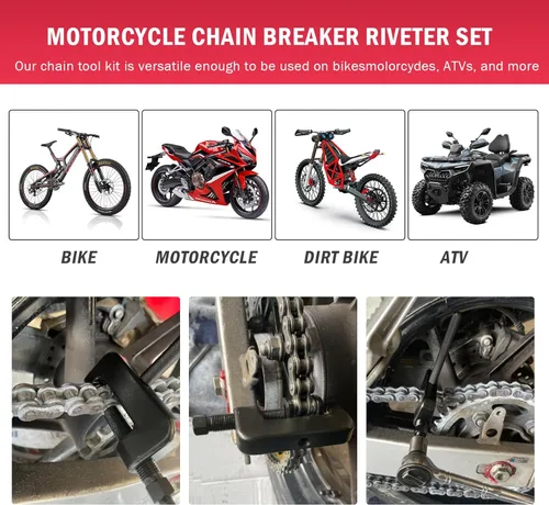 Vista 6 de Kit de herramientas para romper cadenas, 13 piezas para motocicleta y kit de herramientas de reparación de remachado