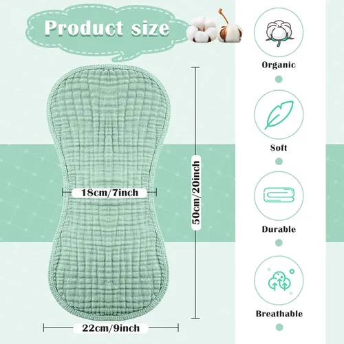 Vista 2 de Frienda - Toallitas de muselina para bebé, 8 unidades, de 10 x 20 pulgadas; toallas de muselina de algodón, multicolor; con 4 capas absorbentes