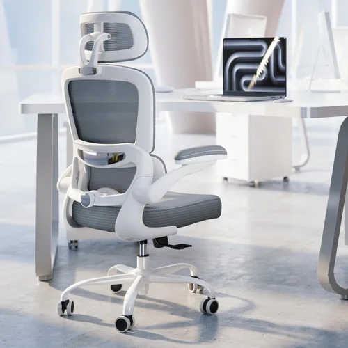Vista 20 de TRALT Silla ergonómica de oficina, silla de escritorio con reposacabezas ajustable, silla de computadora de soporte lumbar, silla cómoda de malla