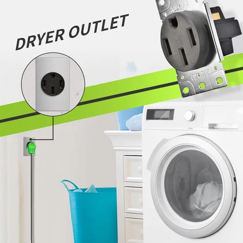 Vista 6 de RVMATE Toma de corriente NEMA 14-50R, receptáculo de 50 amperios, 125/250 voltios, 3 polos de 4 cables, hoja recta, montaje empotrado RV EV