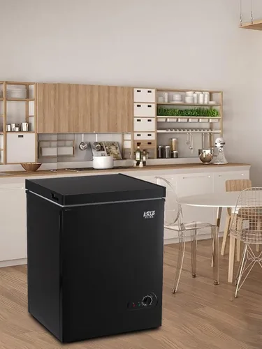 Vista 6 de Mini Chest Freezer 3.5 Cu.Ft 7 Gears Temperature Control Compact Deep Freezer with Top Open Door and Removable Storage Basket Black