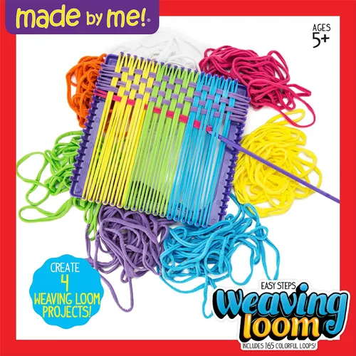 Vista 2 de Made By Me Telar de Tejido de Pasos Fáciles para Niños, Incluye 165 Bucles de Telar y 1 Telar de Tejido con Gancho de Telar, Hace 4 Proyectos, Kit