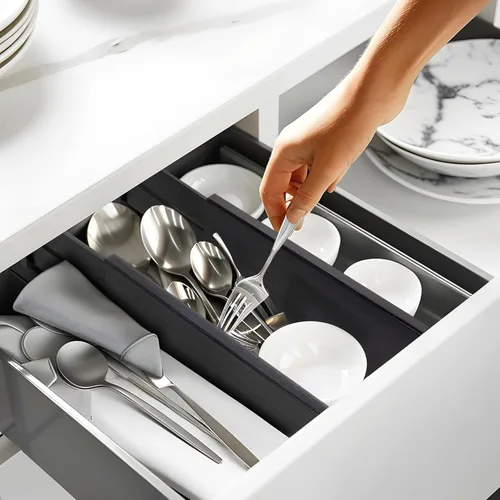 Vista 4 de Utoplike - Separadores de cajones para cómoda de bambú, organizadores de cajones ajustables de 4 pulgadas de alto para ropa, de resorte, ideales