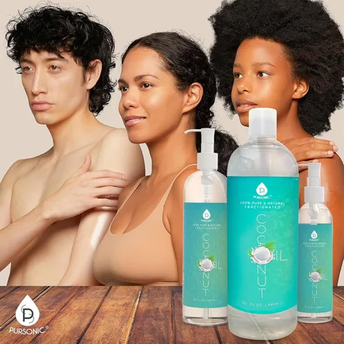 Vista 5 de Pursonic Aceite de coco fraccionado puro sin perfume, aceite multiusos de 16 onzas para piel, cabello, masaje corporal y eliminación de maquillaje