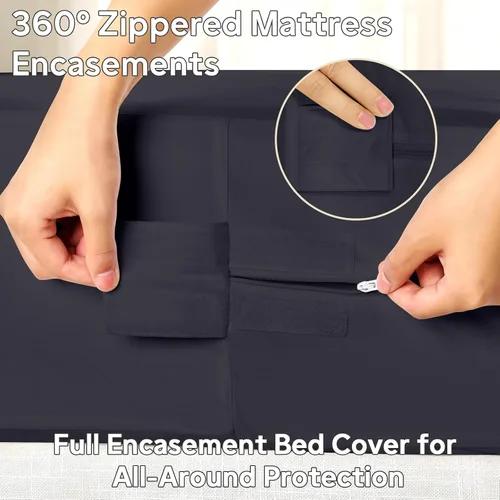 Vista 4 de Protector de colchón individual XL impermeable (12-16 pulgadas de profundidad) – Funda de colchón con cremallera de alta calidad, silenciosa