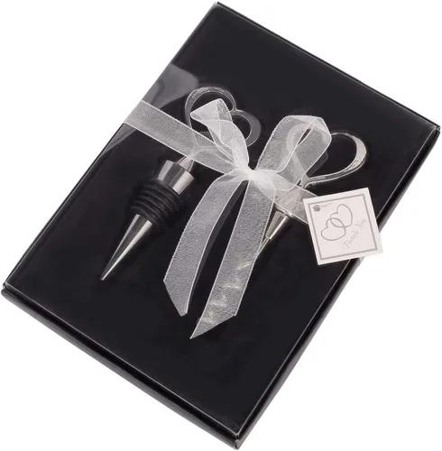 Vista 6 de Efavormart - Abridor de botellas de vino y tapón de metal plateado con caja de regalo de terciopelo