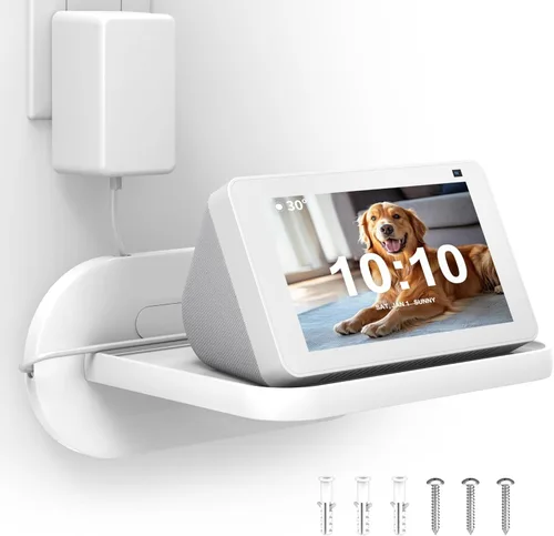 Vista 11 de HomeMount Echo Show 5 Soporte de Pared - Soporte de pared para hogar inteligente que ahorra espacio, compatible con Google Nest Hub y altavoces Negro