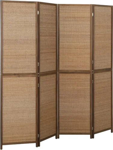 HOMCOM Room Divider, 6 FT Tall Folding Privacy Screen, 4-Panel Boho Brown