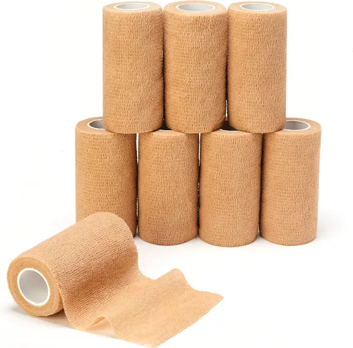 Vista 8 de Cinta de vendaje autoadhesiva (3 pulgadas x 5 yardas), paquete de 8 vendajes elásticos cohesivos para primeros auxilios, deportes, muñeca y tobillo