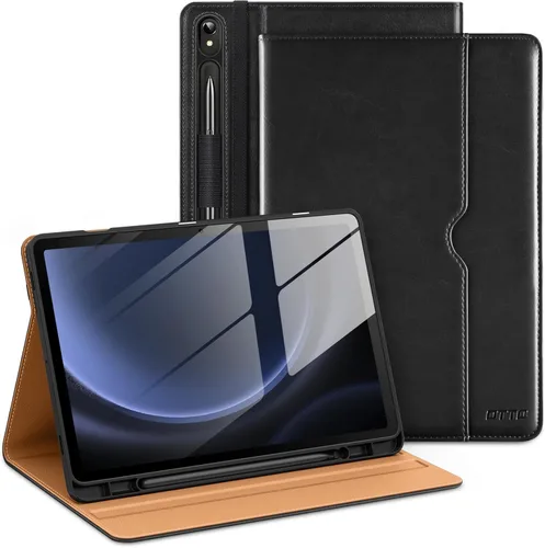 Vista 7 de DTTO Funda de cuero prémium con soporte para S-Pen para Samsung Galaxy Tab S9, versión 2023 [SM-X710/X716B/X718U], con soporte para S-Pen y apagado