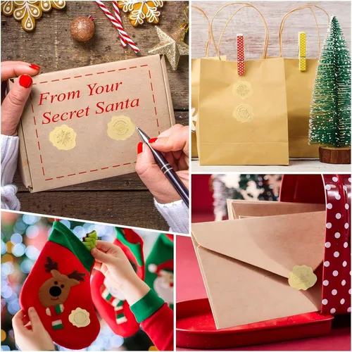 Vista 4 de 480 sellos de sobres de Navidad en relieve, calcomanías de papel de cera para sellar sobres, sellos autoadhesivos para tarjetas de felicitación