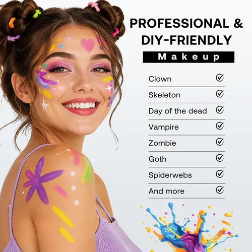 Vista 6 de Pintura facial blanca para maquillaje de Halloween, base blanca y negra 01 Blanco