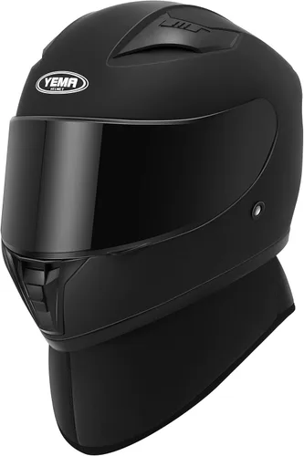 Vista 4 de YEMA Casco de moto de calle DOT de cara completa YM-832 con bufanda extraíble para el cuello para hombres y mujeres