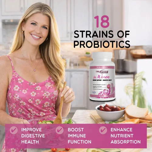 Vista 4 de Essential Source Triactive Biotics para mujeres - Probióticos para mujeres con 18 cepas, prebiótico orgánico VitaFiber y arándano para la salud