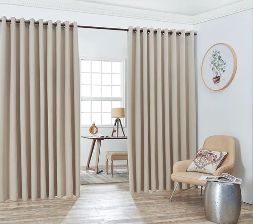 Vista 6 de LinenZone Paneles de cortina negros extra anchos con 2 alzapaños a juego. Úsalo como cortinas de pared, separadores de habitación de cortina