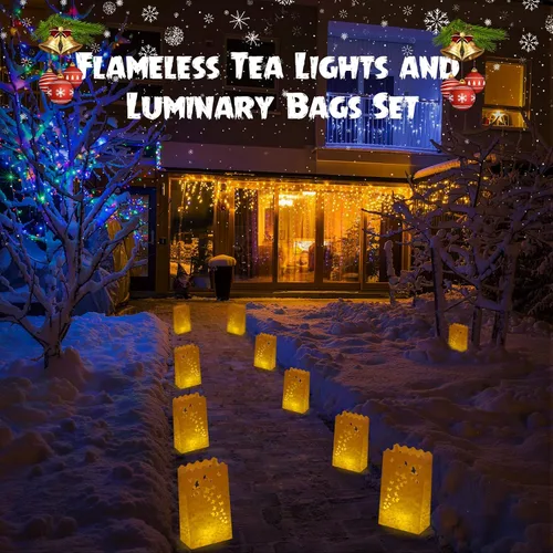 Vista 7 de 50 juegos de bolsas luminarias con velas sin llama, luminarias al aire