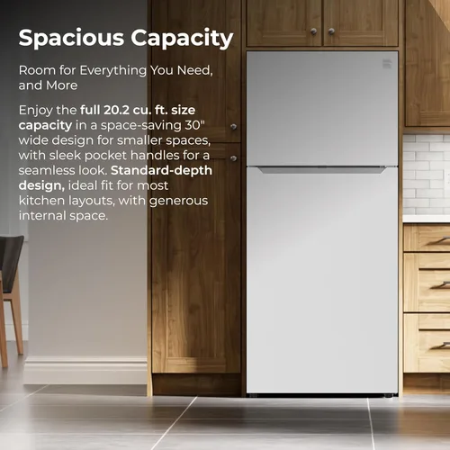 Vista 3 de Kenmore Refrigerador de 30" de montaje superior con congelador - Estanterías ajustables, cajones con control de humedad, iluminación LED