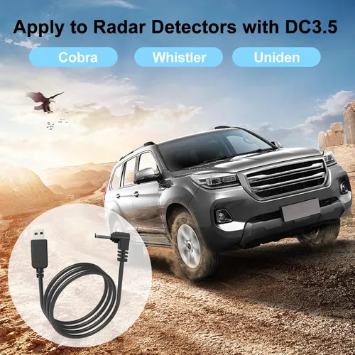 Vista 6 de Cable detector de radar, cable de enchufe USB a DC3.5, para Cobra Whistler Escort Valentine One Uniden Beltronics Radar Detector, Cable