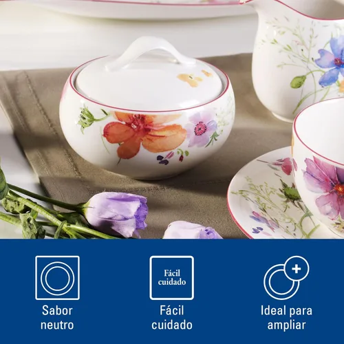Vista 5 de Villeroy & Boch Mariefleur - Azúcar cubierto básico, 15.25 onzas, porcelana premium, blanco/multicolor