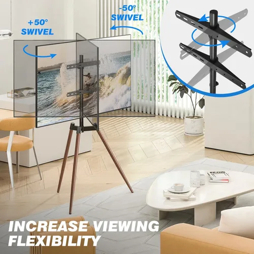 Vista 3 de Rfiver Soporte de TV con caballete artístico, altura ajustable y giratorio de 100° para televisores de pantalla plana LCD LED de 32 a 65 pulgadas