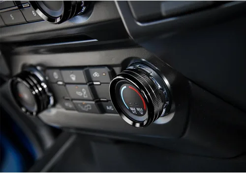 Vista 3 de Keptrim Para interruptores de aire acondicionado F150, perilla de CA VOL, botón de anillo para Ford F150 XLT 2015 2016 2017 2018 2019, aluminio Negro