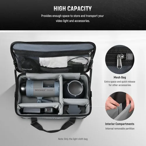 Vista 3 de NEEWER Bolsa de transporte con espuma movible acolchada para Studio Light Q300 Vision 4 ML300 CB60B RGB CB60 MS60B MS60C MS150B, bolsa de transporte