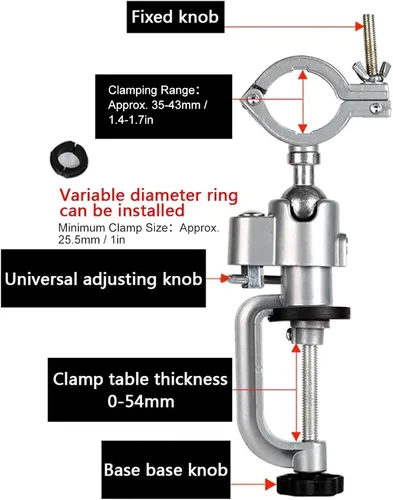 Vista 2 de Soporte de taladro eléctrico, soporte de amoladora de abrazaderas de banco de 360 grados, amoladora de banco eléctrica multifuncional para manual