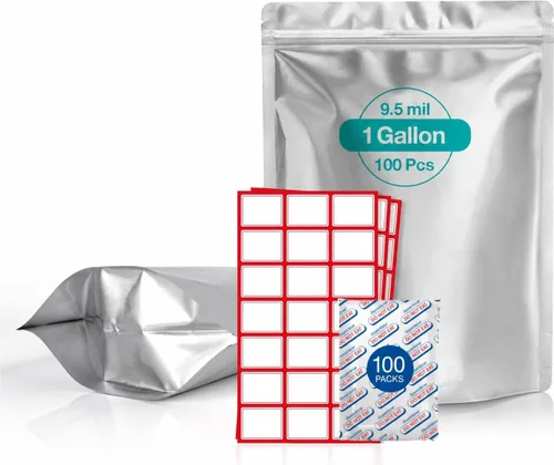 Vista 11 de 100 bolsas de Mylar de 1 cuarto de galón para almacenamiento de alimentos a