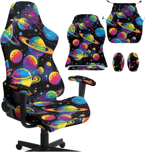 Vista 19 de Funda para silla de juegos de gatos lindos para niñas y hombres, fundas florales para reposabrazos elásticas, ergonómicas, protector de escritorio