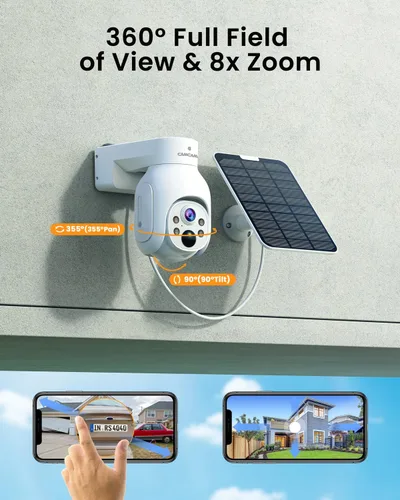 Vista 9 de 2K Solar Powered Security Cameras Wireless Outdoor, No Subscription, 6-Cam Pack, Home Security Camera System, 360° Pan & Tilt