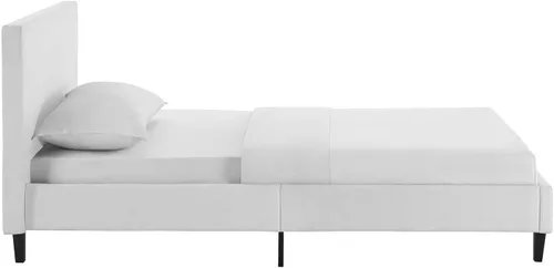 Vista 4 de Modway Anya - Cama tapizada de plataforma blanca con soporte de listones de madera