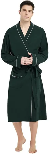 Vista 14 de U2SKIIN Mens 100% Cotton Robe Lightweight Knit Bathrobe Negro