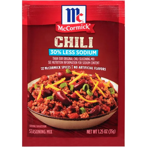 Vista 4 de McCormick MILD CHILI, 30% menos de sodio, mezcla de condimentos 1.25 onzas (10 paquetes)