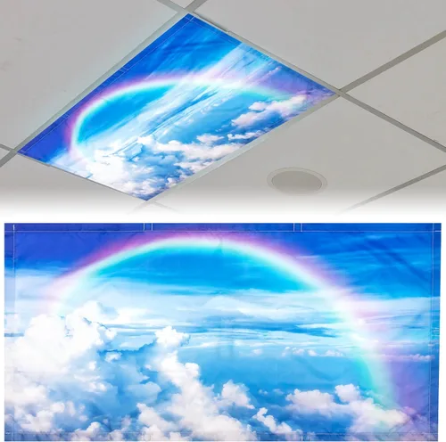 Vista 17 de Patelai Cubierta de luz fluorescente de tela de 4 x 2 pies para techo, aula, pantalla magnética para cubículo con 10 imanes, filtros de luz