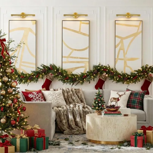 Vista 2 de Knurled Picture Light, 19in Brass Picture Light for Wall, Plug-in or Hardwired, Dimmable Gold Art Lights, Wall Sconce for Pictures Frame, Painting