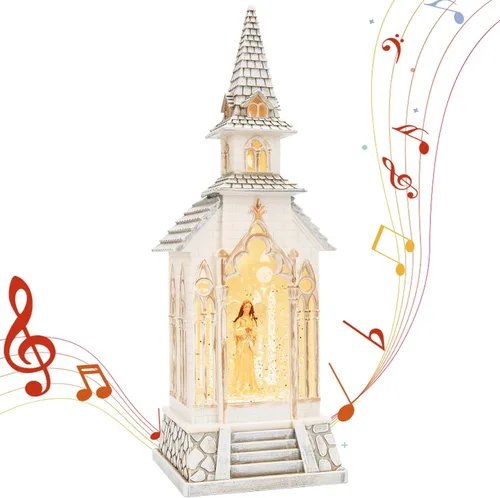 Vista 6 de Globos de nieve de Navidad de 13 pulgadas, para iglesias, pueblo, ángel, decoraciones musicales de Navidad, linterna de globo de nieve iluminada