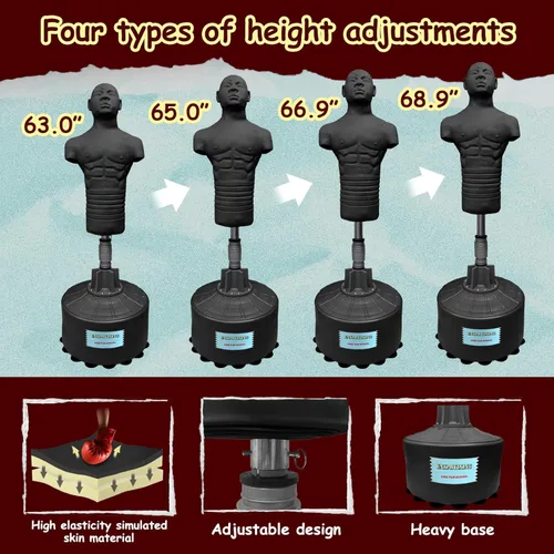 Vista 2 de Maniquí de boxeo ajustable e independiente – Soporte de silicona para bolsa pesada con altura telescópica para boxeo, MMA, kickboxing