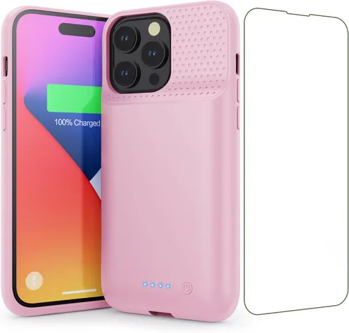 Vista 10 de Funda de batería para iPhone 14 Pro Max, 14 Plus y 13 Pro Max, funda de carga inteligente recargable real de 8600 mAh, batería protectora portátil