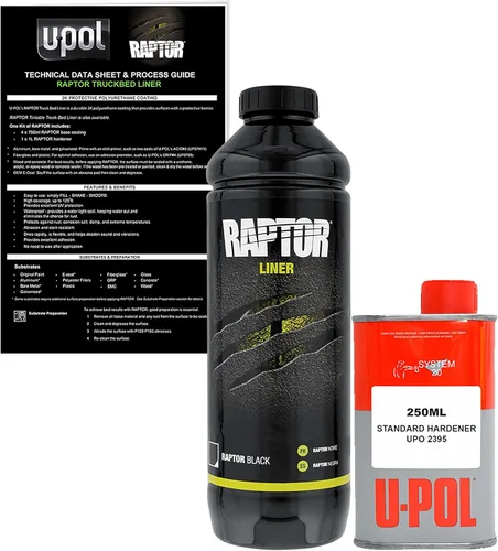 Custom Shop Revestimiento de uretano en aerosol para cama de camión negro, kit de 1 cuarto de galón con endurecedor
