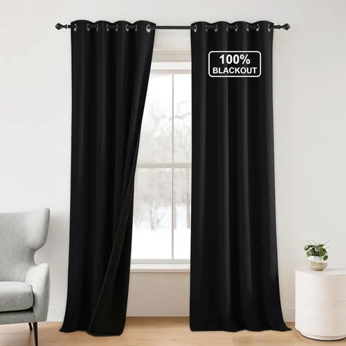 Vista 61 de NICETOWN Cortinas 100% Opacas Cortas de 36 Pulgadas de Largo para Dormitorio, Privacidad Aislamiento Térmico con Ojales Cortinas de Ventana