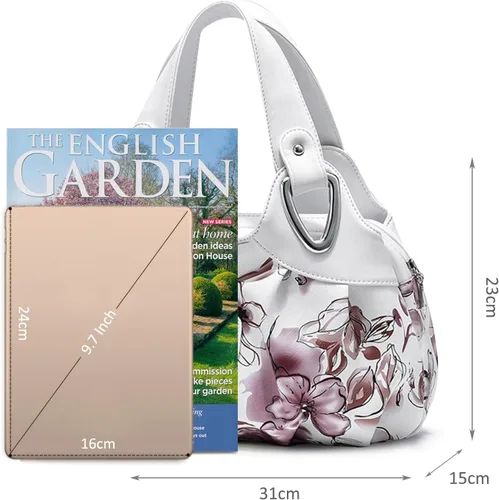 Vista 6 de NICOLE & DORIS Bolsos de moda para mujer, bolsos elegantes con asa superior para mujer, bolsos de hombro florales de cuero PU